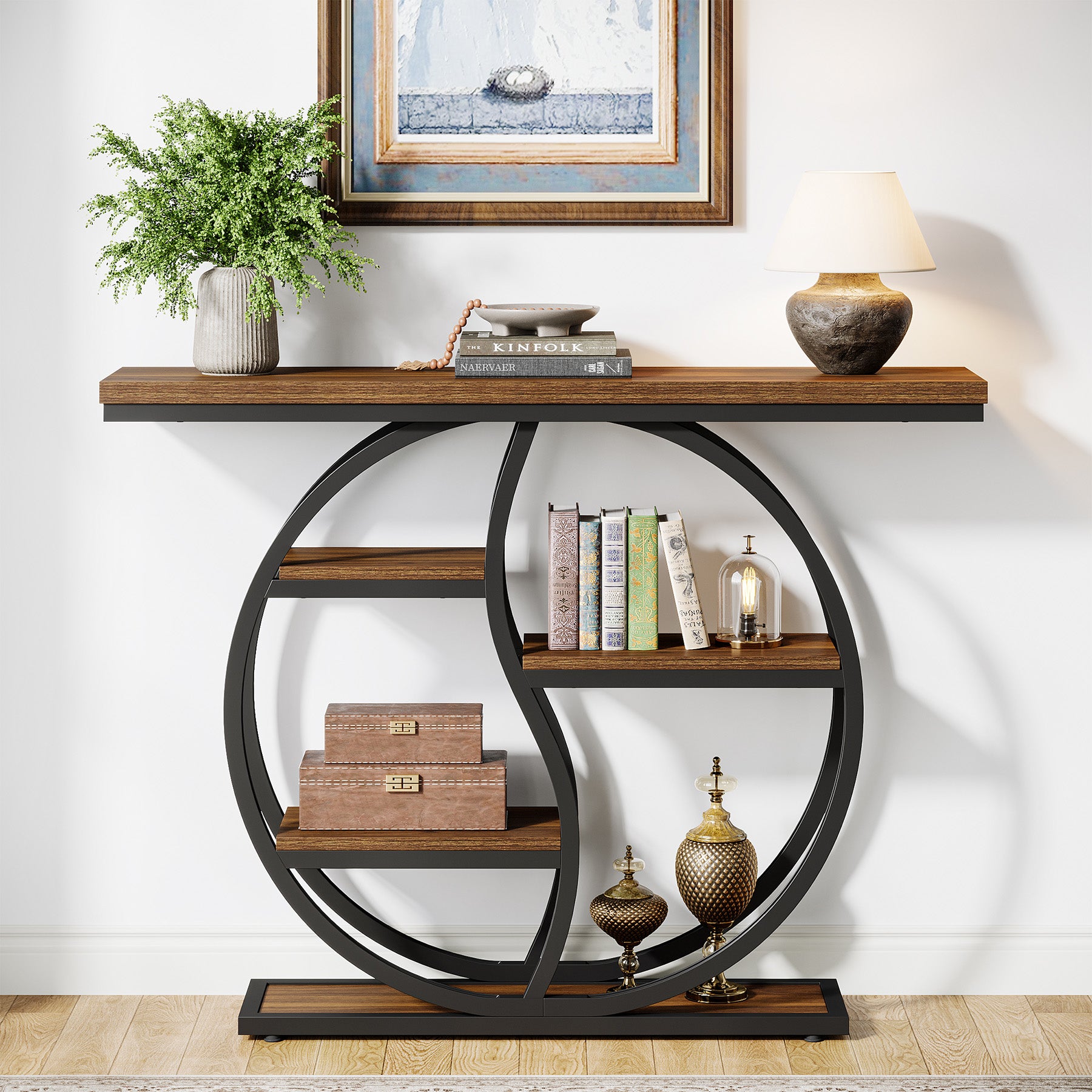 Consola de Hall Industrial com 5 Prateleiras - 120cm