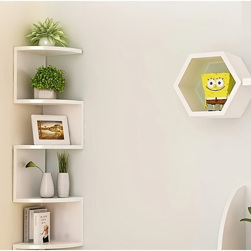 Estante de Canto 5 Níveis Branco – Organizador Moderno e Compacto para Sala, Quarto e Escritório