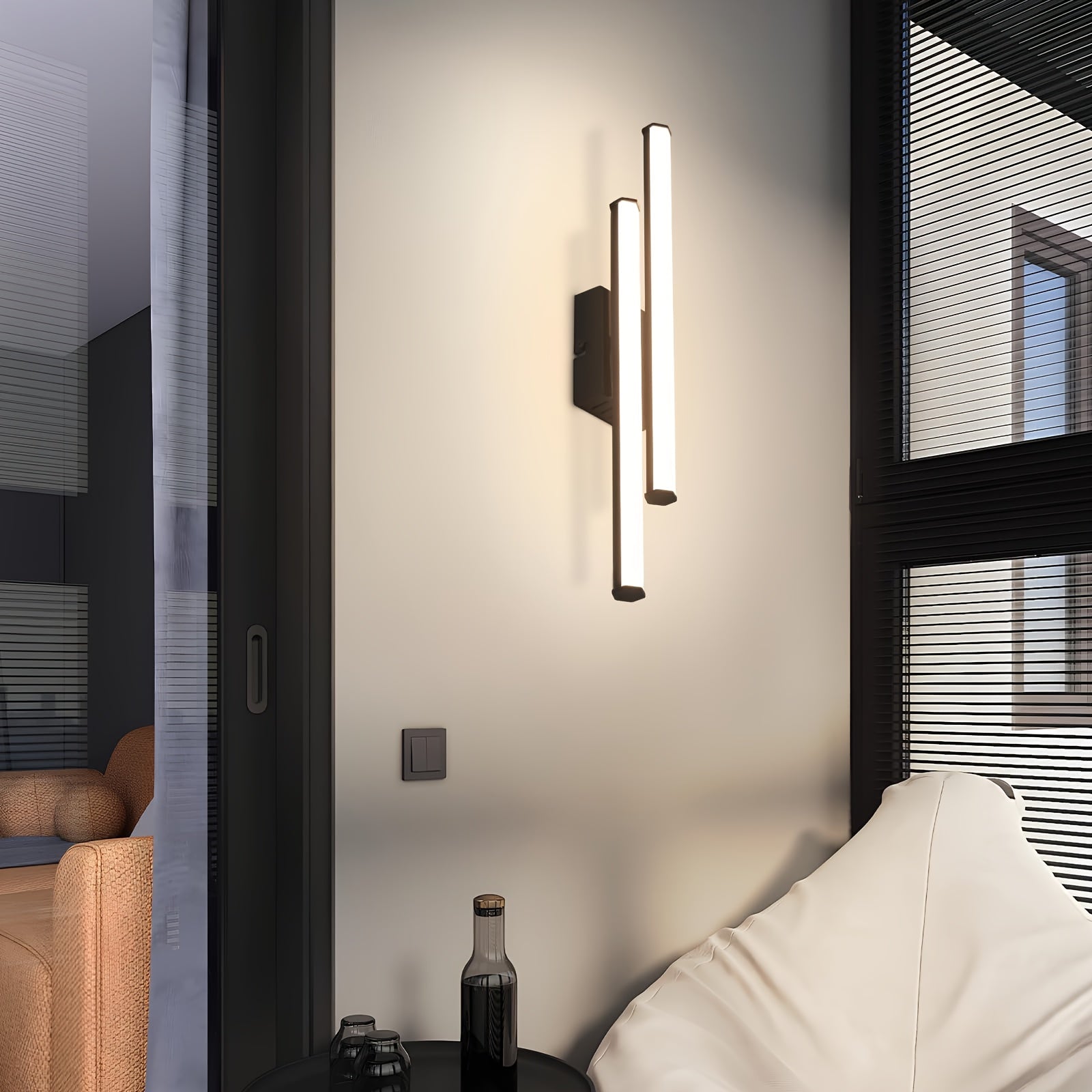 Plafon LED Moderno Preto 3000K – Luz Quente com Design Linear