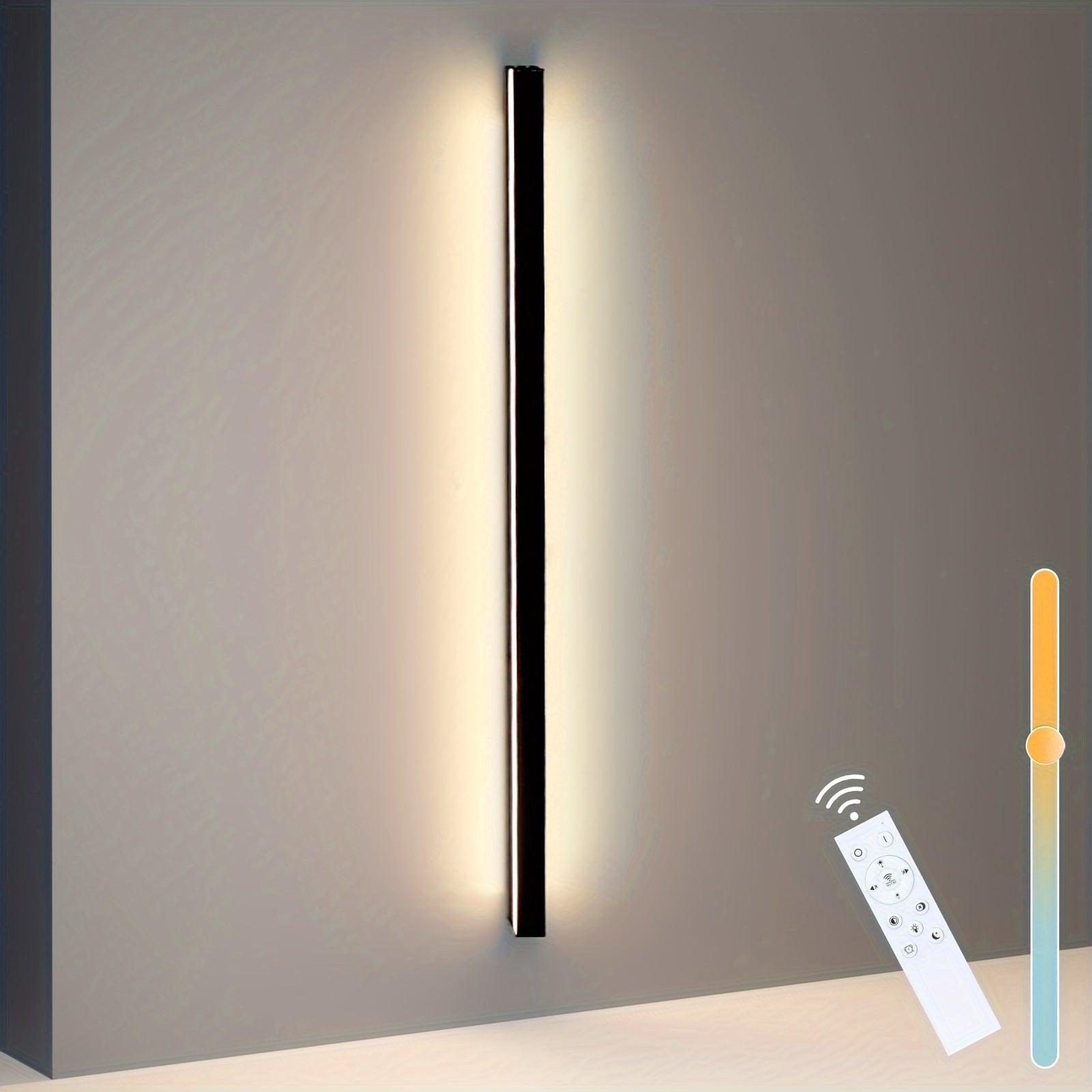 Aplique de Parede LED Moderno 100 cm Preto – Rotativo, Indireto e Dimável