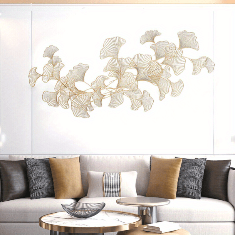 Ginkgo Leaves Escultura de Parede 3D em Metal