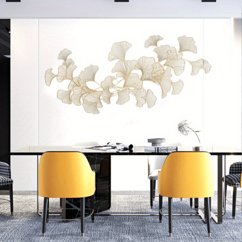 Ginkgo Leaves Escultura de Parede 3D em Metal