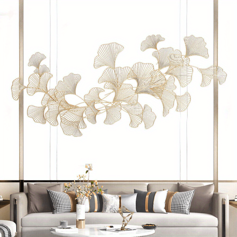Ginkgo Leaves Escultura de Parede 3D em Metal