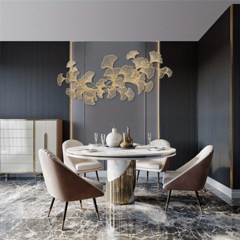 Ginkgo Leaves Escultura de Parede 3D em Metal