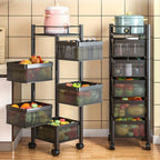 Carrinho de Arrumação Móvel Multifuncional de 5 Níveis em Aço Carbono