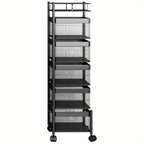 Carrinho de Arrumação Móvel Multifuncional de 5 Níveis em Aço Carbono