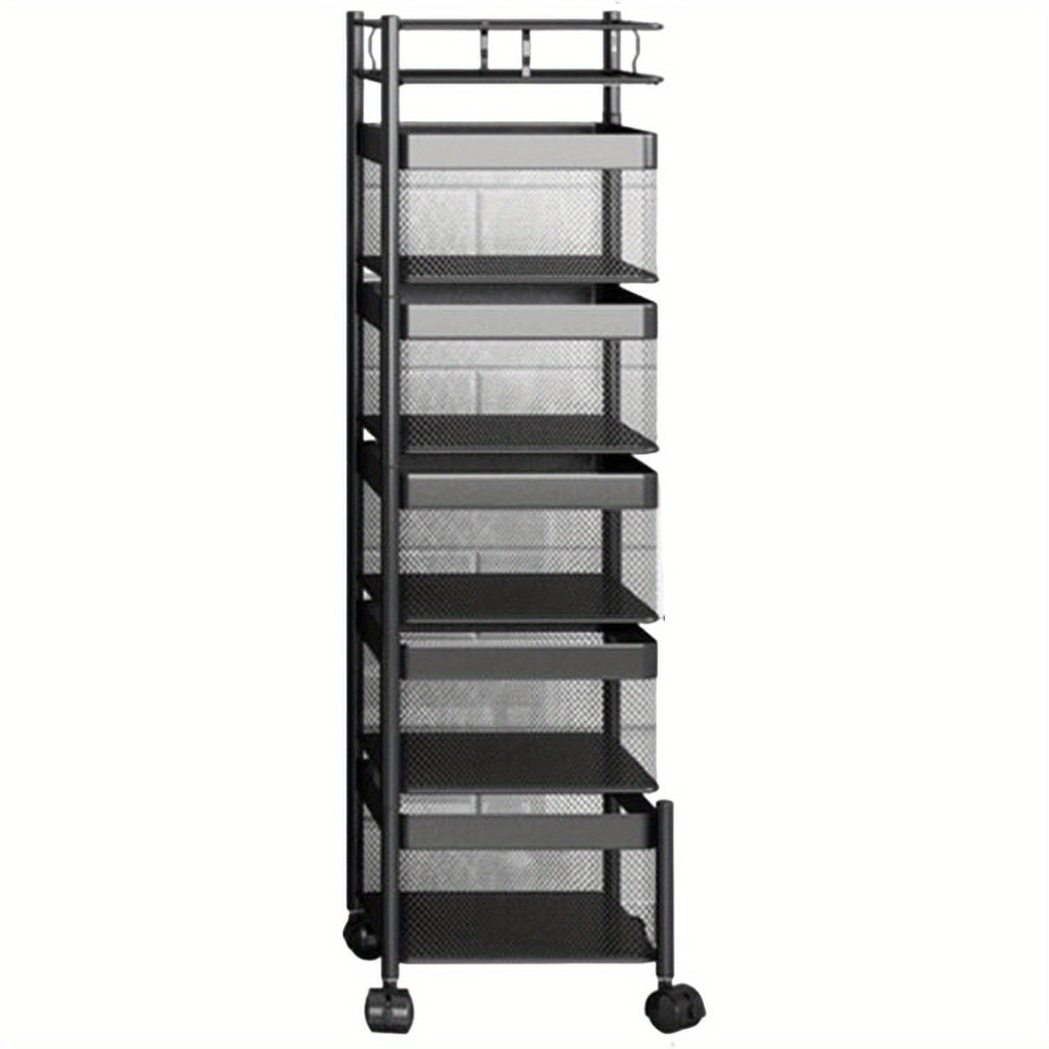 Carrinho de Arrumação Móvel Multifuncional de 5 Níveis em Aço Carbono