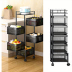 Carrinho de Arrumação Móvel Multifuncional de 5 Níveis em Aço Carbono