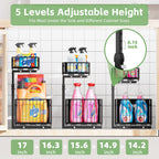 Organizador Deslizante de 2 Níveis para Armários – Aço Carbono Ajustável, Sistema Pull-Out