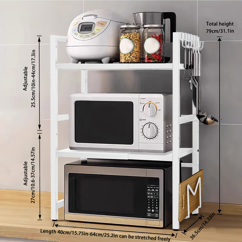 Organizador Extensível para Micro-ondas 3 Níveis em Metal (40-64 cm)