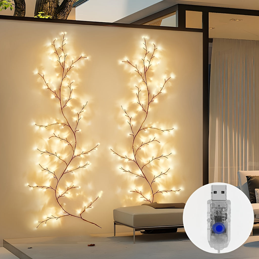 Luzes Decorativas LED em Vime Flexível – Branco Quente, USB, 8 Modos, 2 m