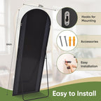 Espelho de Corpo Inteiro Arqueado com Altura Ajustável em Metal