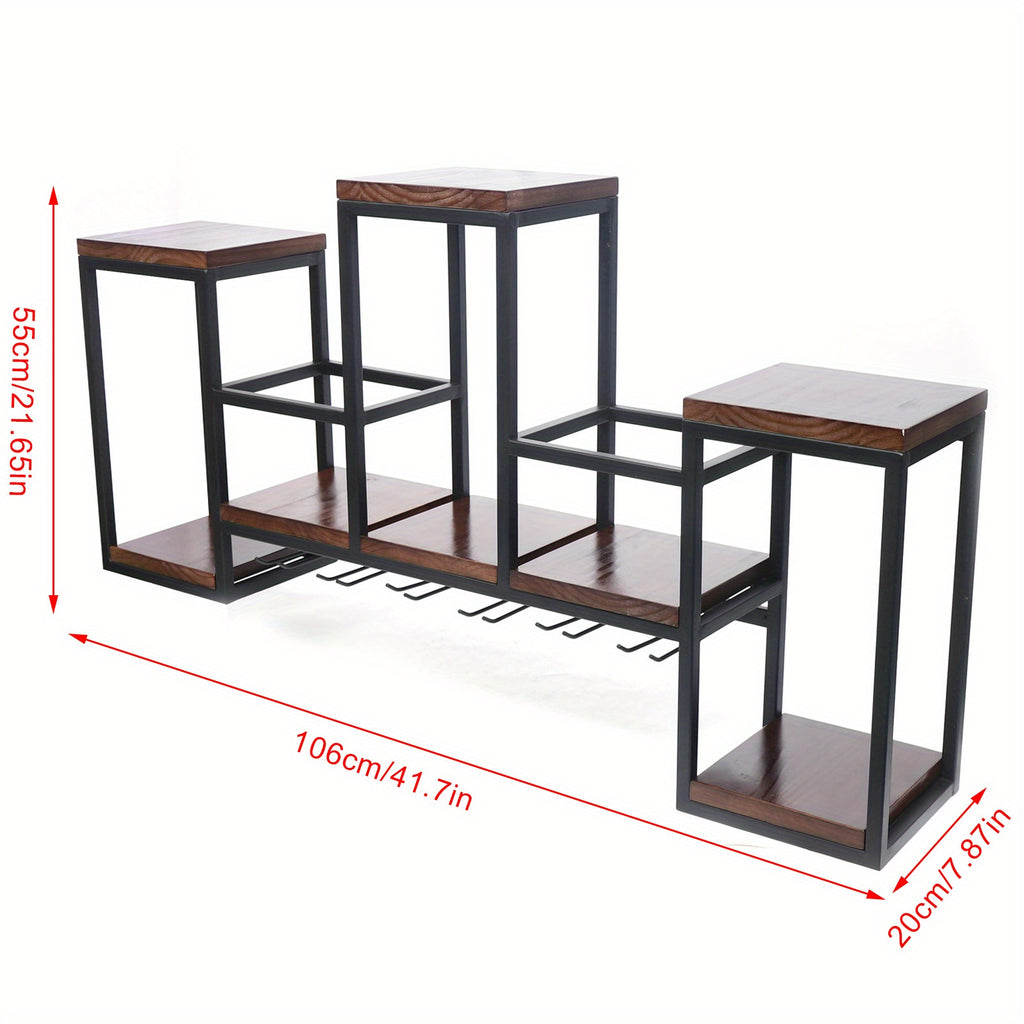 Expositor de Garrafas em Metal para Parede – Suporte de Vinhos em Barra e Restaurante