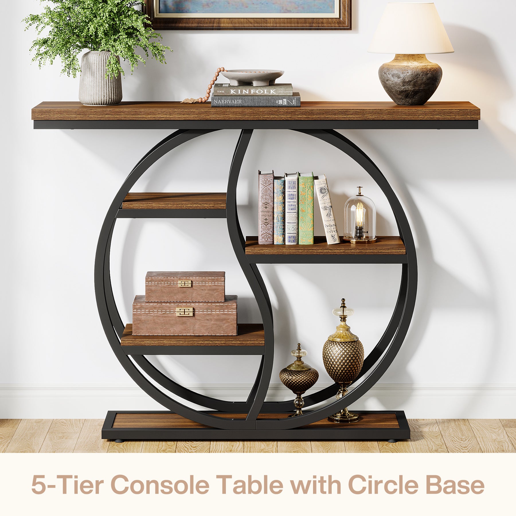 Consola de Hall Industrial com 5 Prateleiras - 120cm