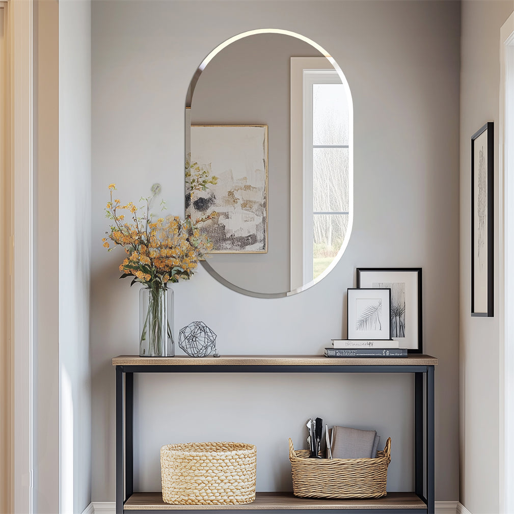 Espelho Mural Oval sem Moldura com Bordo Biselado – Design Minimalista