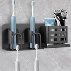 Organizador de Casa de Banho de Parede em Metal Preto com Suporte para Escovas de Dentes