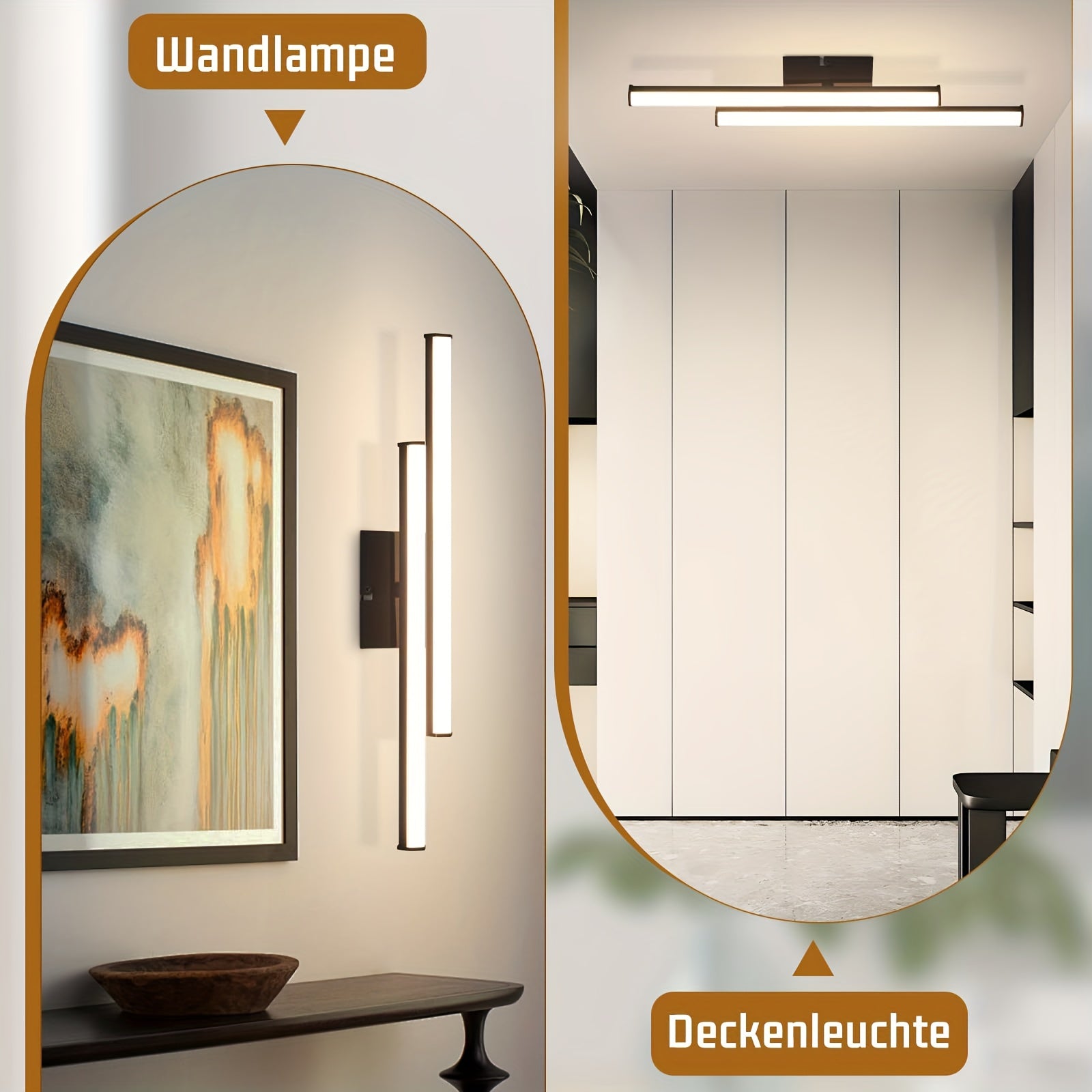 Plafon LED Moderno Preto 3000K – Luz Quente com Design Linear