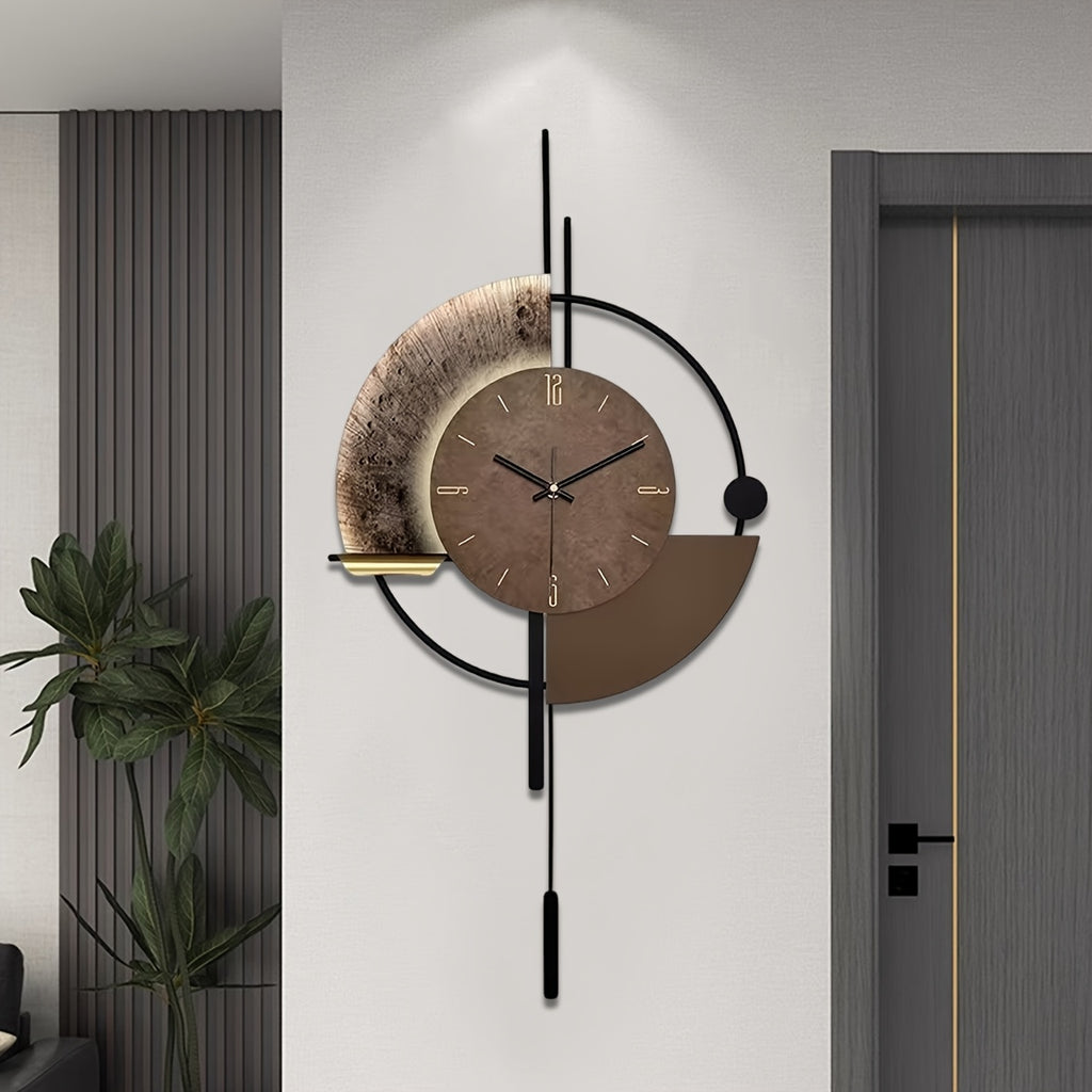 Relógio de Parede Silencioso Preto e Dourado com Movimento Quartz Japonês