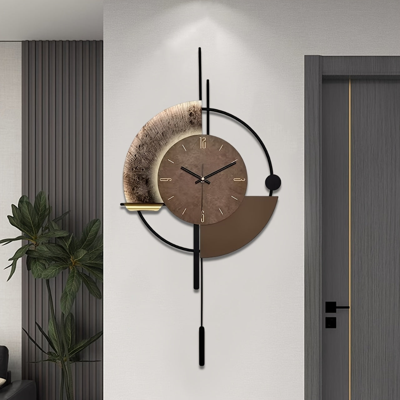 Relógio de Parede Silencioso Preto e Dourado com Movimento Quartz Japonês