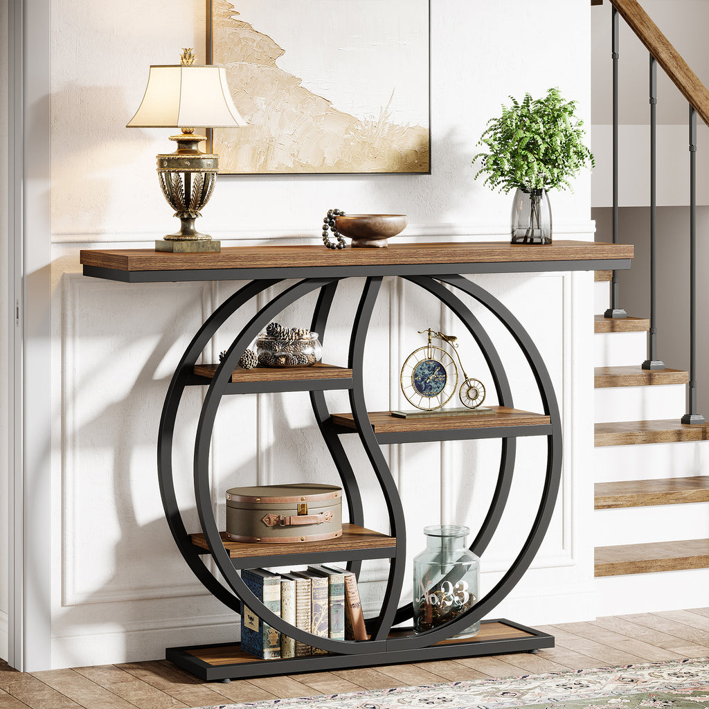 Consola de Hall Industrial com 5 Prateleiras - 120cm
