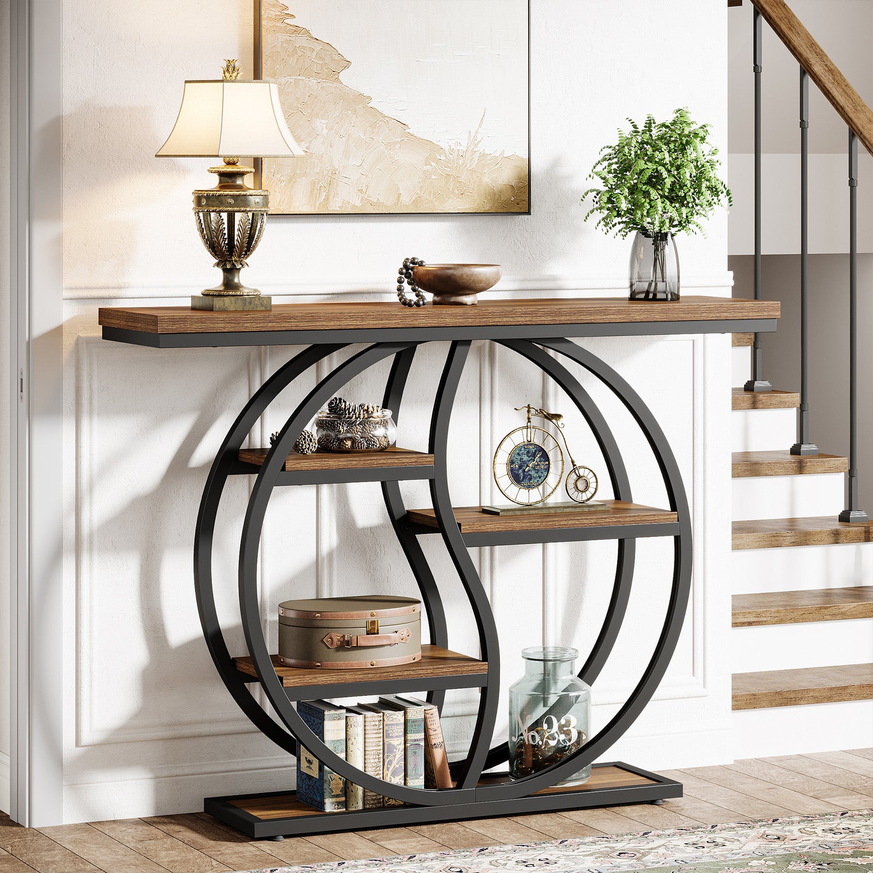 Consola de Hall Industrial com 5 Prateleiras - 120cm