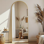 Espelho de Corpo Inteiro Arqueado com Altura Ajustável em Metal