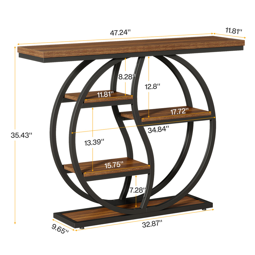 Consola de Hall Industrial com 5 Prateleiras - 120cm