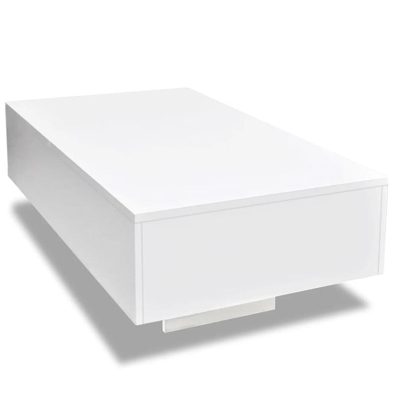 Mesa de Centro Branco Brilhante para Sala de Estar – Design Europeu em Madeira e Metal