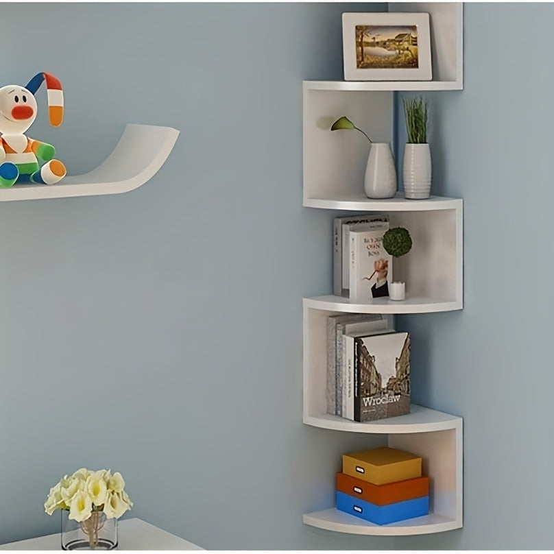 Estante de Canto 5 Níveis Branco – Organizador Moderno e Compacto para Sala, Quarto e Escritório