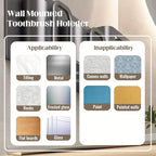 Organizador de Casa de Banho de Parede em Metal Preto com Suporte para Escovas de Dentes