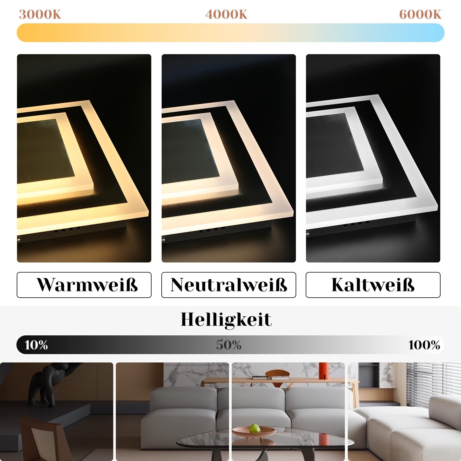 Candeeiro de Teto Quadrado Regulável 23W com Comando – 30cm