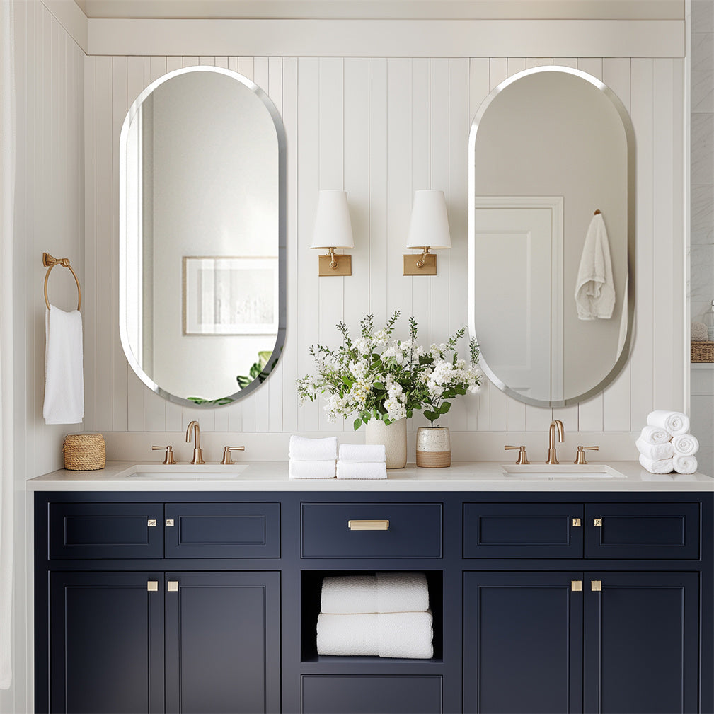 Espelho Mural Oval sem Moldura com Bordo Biselado – Design Minimalista