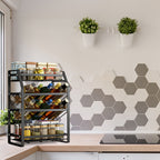 Organizador de Especiarias de Bancada 4 Níveis em Metal Preto