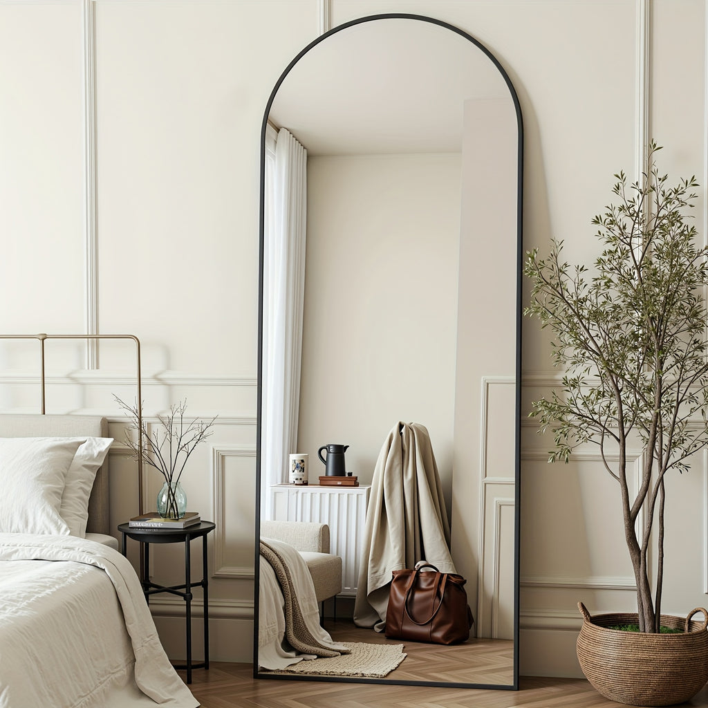 Espelho de Corpo Inteiro Arqueado com Altura Ajustável em Metal