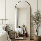 Espelho de Corpo Inteiro Arqueado com Altura Ajustável em Metal
