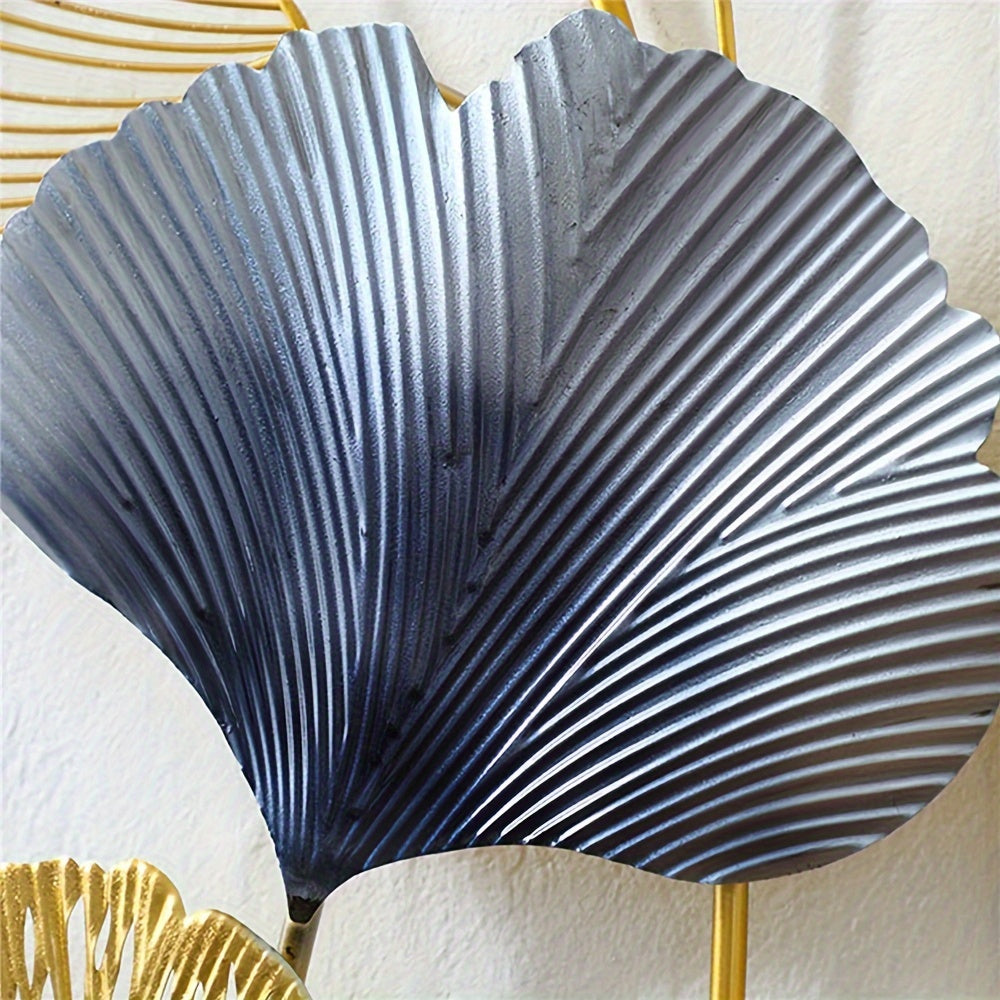 Conjunto 2 Quadros Decorativos em Metal – Folhas de Ginkgo 3D Douradas, 85 × 31 cm