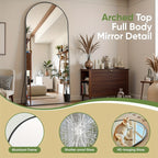 Espelho de Corpo Inteiro Arqueado com Altura Ajustável em Metal