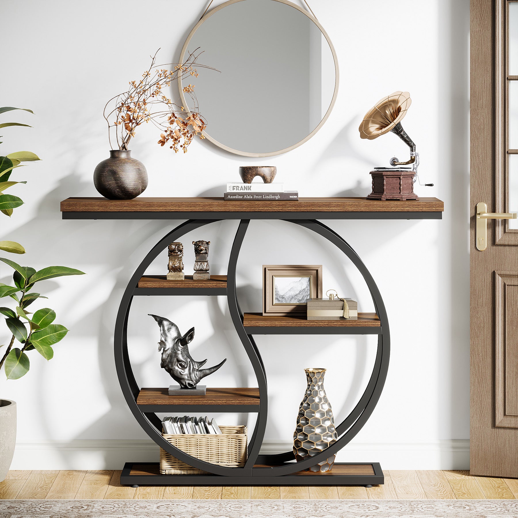 Consola de Hall Industrial com 5 Prateleiras - 120cm