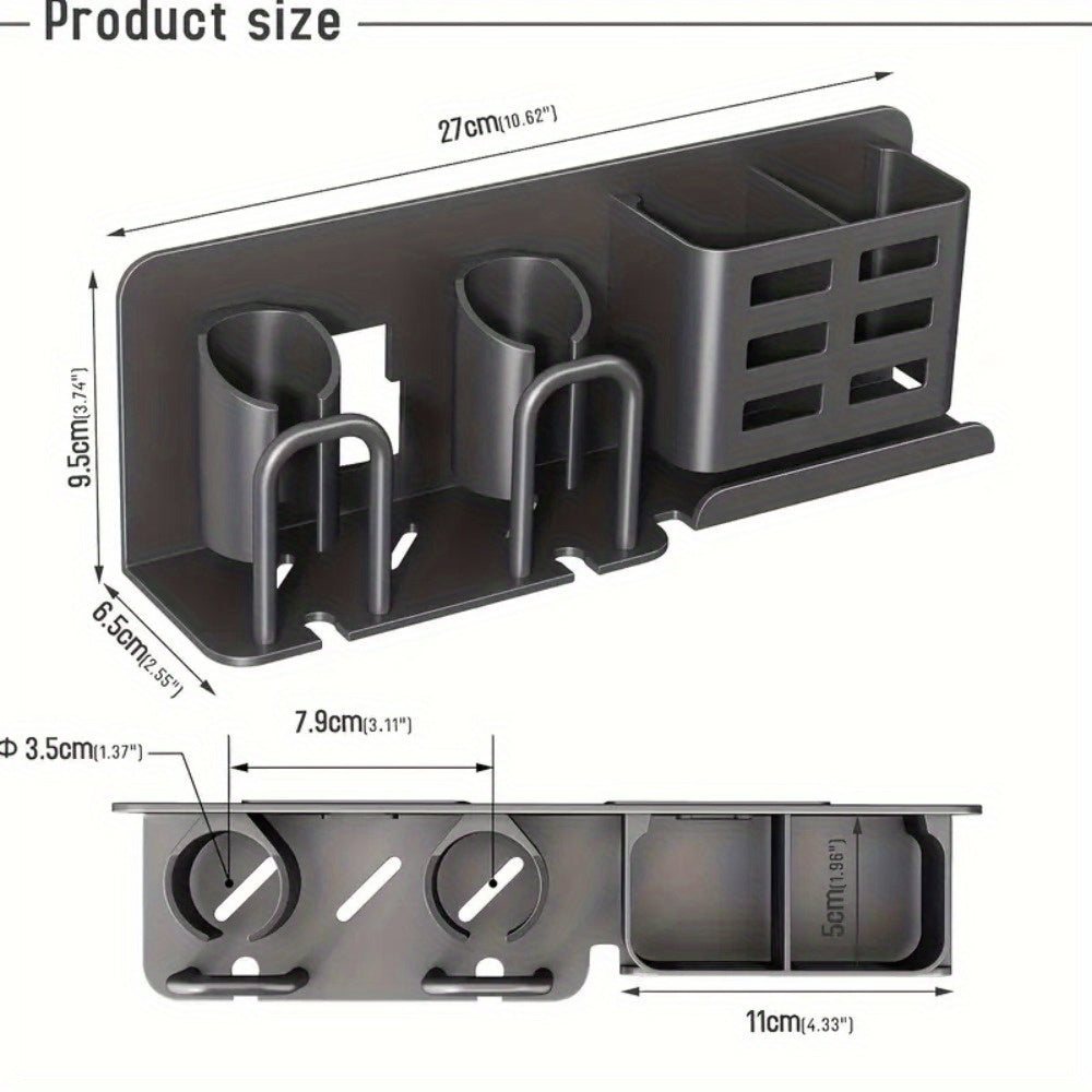 Organizador de Casa de Banho de Parede em Metal Preto com Suporte para Escovas de Dentes