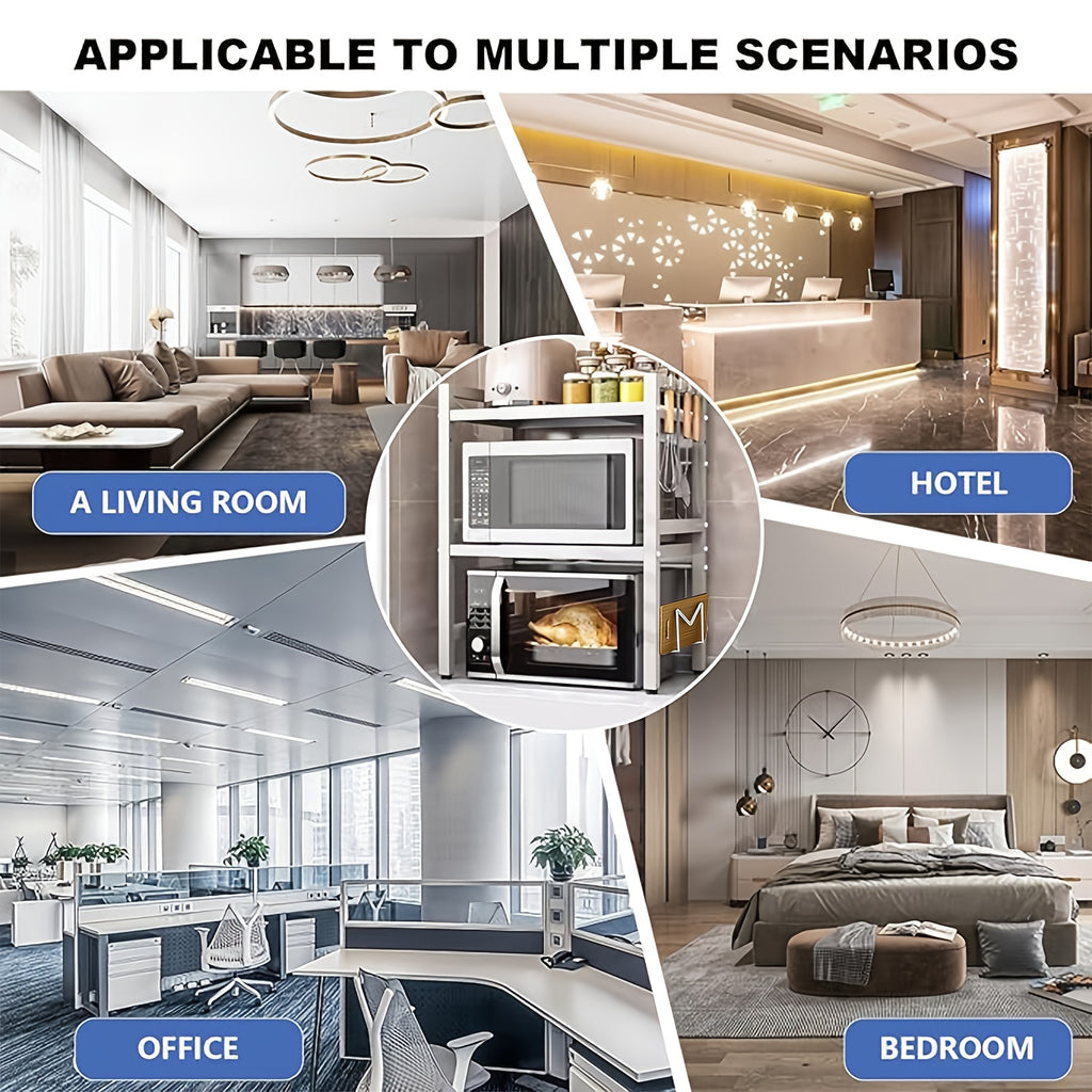 Organizador Extensível para Micro-ondas 3 Níveis em Metal (40-64 cm)