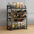 Organizador de Especiarias de Bancada 4 Níveis em Metal Preto