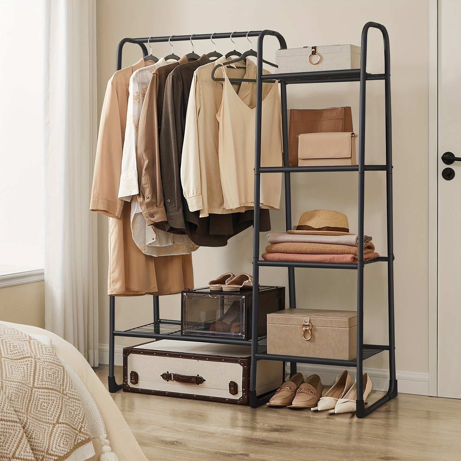 Roupeiro Aberto Metálico – 5 Prateleiras, Estrutura Independente