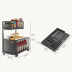 Organizador Deslizante de 2 Níveis para Armários – Aço Carbono Ajustável, Sistema Pull-Out