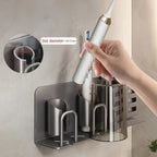 Organizador de Casa de Banho de Parede em Metal Preto com Suporte para Escovas de Dentes