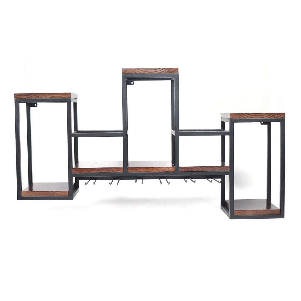 Expositor de Garrafas em Metal para Parede – Suporte de Vinhos em Barra e Restaurante