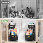 Organizador Deslizante de 2 Níveis para Armários – Aço Carbono Ajustável, Sistema Pull-Out