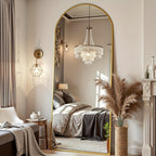 Espelho de Corpo Inteiro Arqueado com Altura Ajustável em Metal