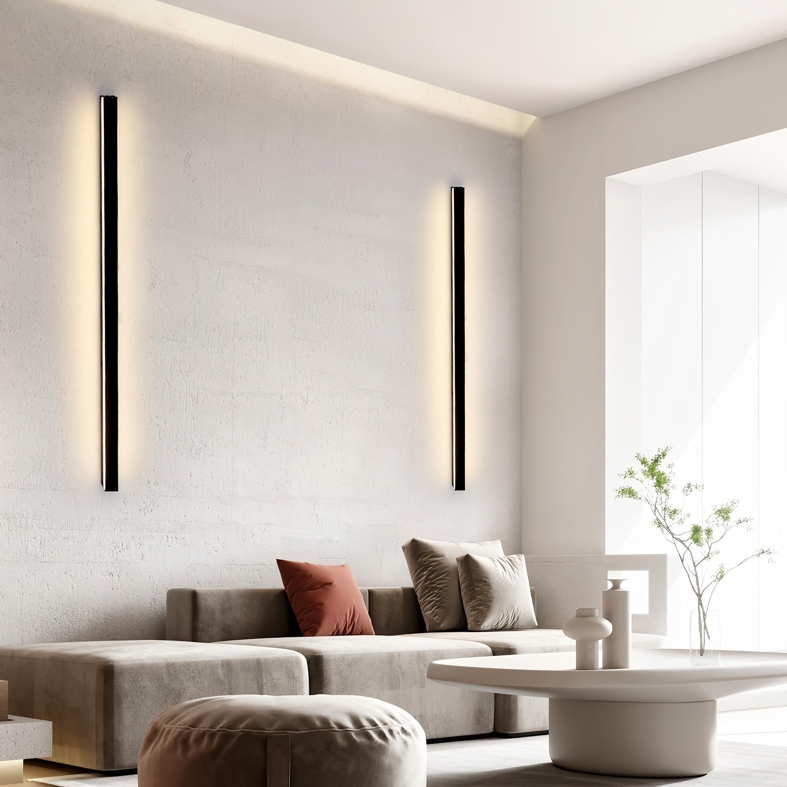 Aplique de Parede LED Moderno 100 cm Preto – Rotativo, Indireto e Dimável