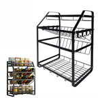Organizador de Especiarias de Bancada 4 Níveis em Metal Preto