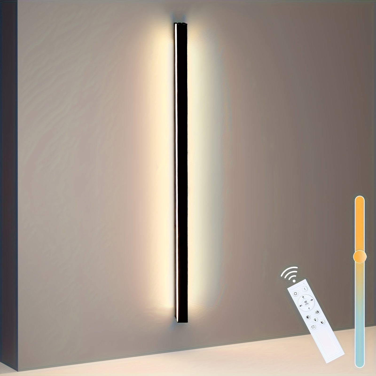 Aplique de Parede LED Moderno 100 cm Preto – Rotativo, Indireto e Dimável